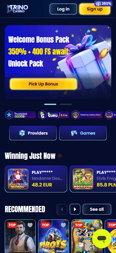 Trino Casino mobile home