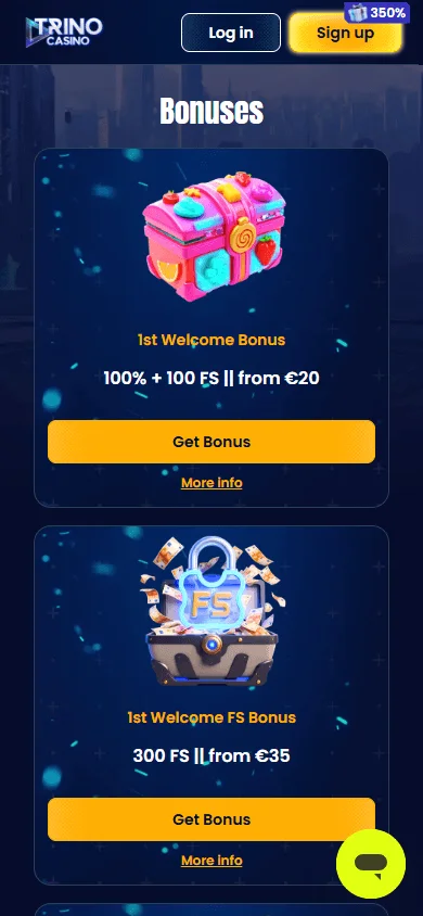 Trino Casino mobile promotions